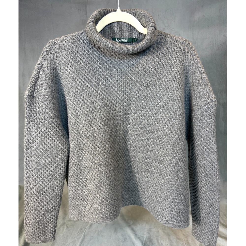 Lauren Ralph Lauren Womens Sweater Waffle Knit Roll Neck Cashmere Wool Luxury M